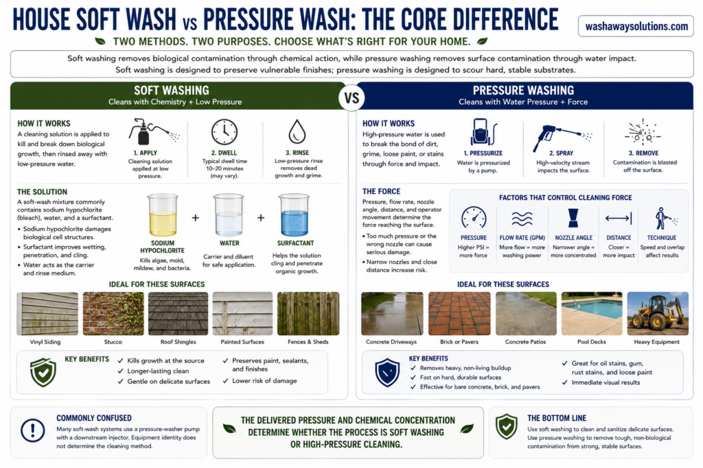 House Soft Wash vs Pressure Wash