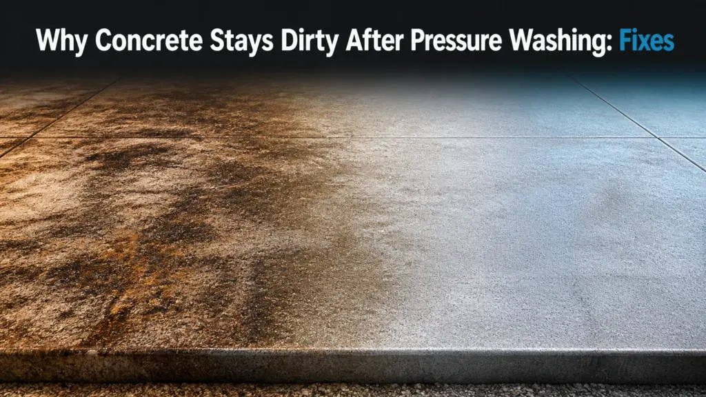 why concrete stays dirty after pressure washing