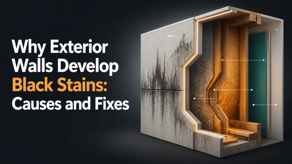 why exterior walls develop black stains