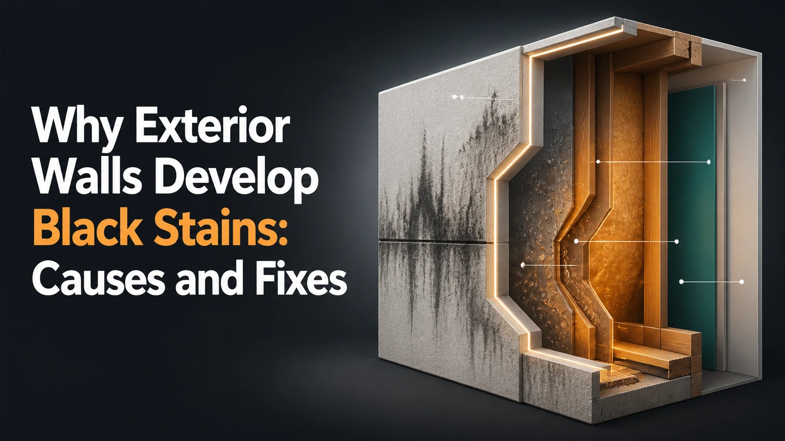 why exterior walls develop black stains