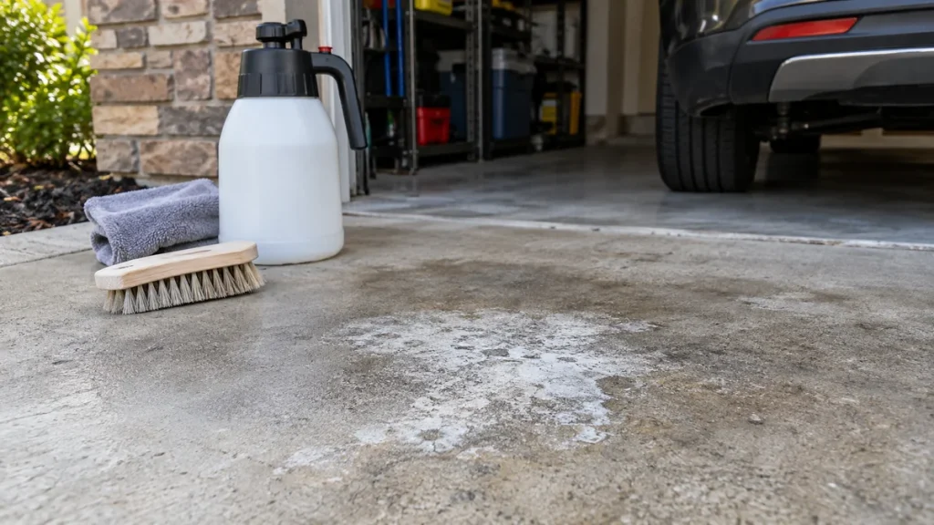 White Battery Acid Stain on Concrete: Fix It Safely